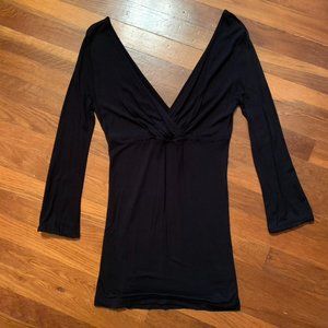 Mossimo Black Deep Double V-neck Top